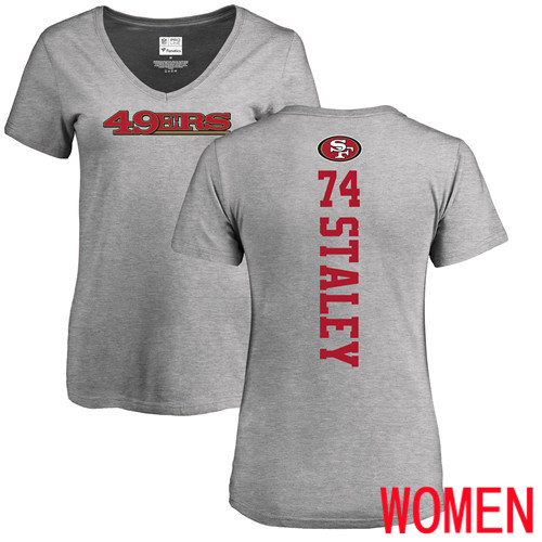 San Francisco 49ers Ash Women Joe Staley Backer #74 NFL T Shirt->san francisco 49ers->NFL Jersey